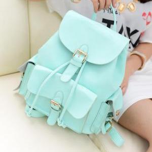 Mint Blue Candy Colored School Backpack